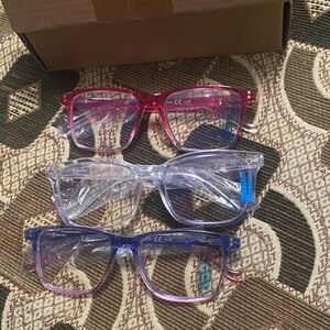 3-Pack Stylish Reading Glasses +2.50 | Clear, Red & Blue Frames | Lightweight